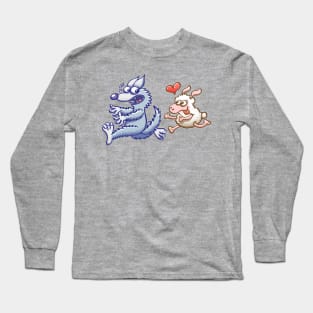 Crazy ewe in love running after a frightened wolf Long Sleeve T-Shirt